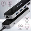 AXAGON HMC-6GL Wieloportowy hub USB 6in1, 5Gbps, 3x USB-A, HDMI 4K^30Hz, GLAN, PD 100W, 20cm USB-C kabel
